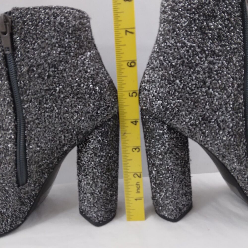 Qupid Bootie Black Silver Sparkly Embellished Elegant Point Toe Ankle Women's 8 - Picture 11 of 14